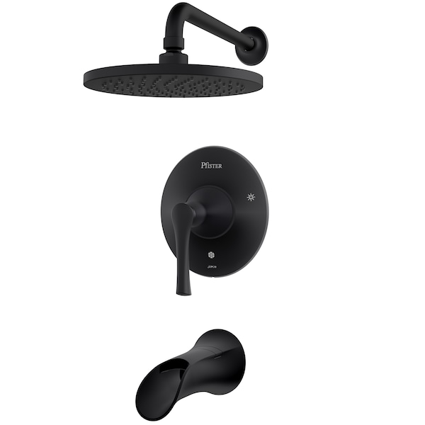 Tub and Shower Trim, 3, Wall, Matte Black